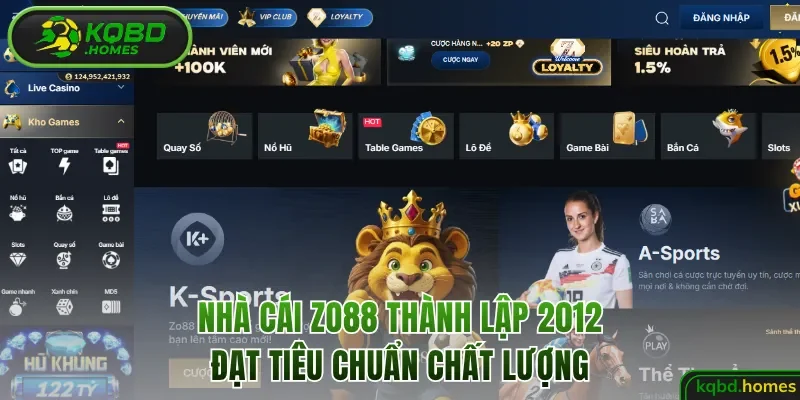 Nhà cái Zo88 thành lập 2012 đạt tiêu chuẩn chất lượng
